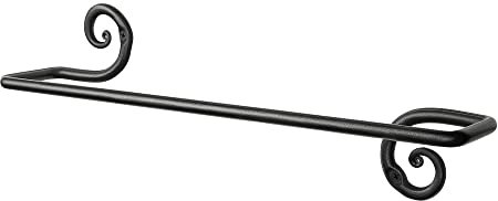 RTZEN Farmehouse Porte-Serviettes de Salle de Bain – Barre Porte-Serviettes en Fer forgé Noir Mat – Barre de Support Mural – Décoration d'intérieur en métal Fait à la Main (40,6 cm – Convient aux