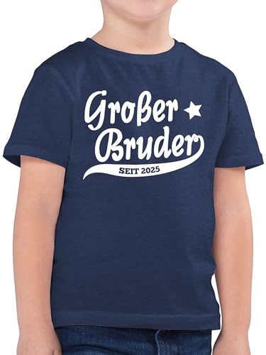 Kinder T-Shirt Jungen - Großer Bruder 2025-104 (3/4 Jahre) - Dunkelblau Meliert - Big Brother Tshirt 2022 Shirt große brüder bro Shirts ich Bin EIN grosser großer+Bruder+Shirt Bruder