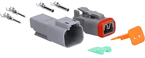 Kalitec KALI-1202 DEUTSCH DT Steckverbinder Set 2 polig I Wasserdicht IP68 I Deutsch Stecker KFZ für Motorrad, Auto I Leiterquerschnitt 0,75-2 mm² 18-14 AWG I glasfaserverstärktes Polyamid PA-GF