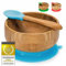 all Kids United® Bol à Bouillie en Bambou Vaisselle pour Enfants - Bol à Bouillie en Bambou avec Ventouse (Bleu)