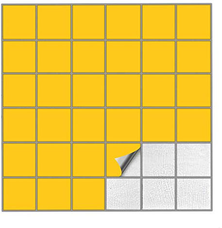 Kiwistar Fliesenaufkleber Gelb Seidenmatt - 5 x 5 cm - 25 Stück - Klebefliesen zum Überkleben von Wandfliesen - Fliesensticker für Küche Bad Fliesenmuster - selbstklebend und wasserfest