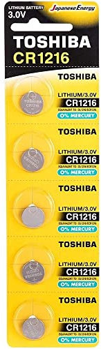 Toshiba CR1216 3V Lithium Coin Cell Battery Pack of 5 batteries
