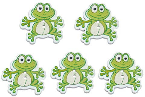 Supvox 50 Stück Holz Cartoon Frosch Knöpfe 2 Löcher Nähen Knöpfe zum Nähen Handwerk Scrapbooking