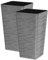 Panache Wave Tall Gloss Plastic Planter - Silver, Set of 2-55cm (H) x 29cm (Dia) - Suitable for Indoor or Outdoor Use.