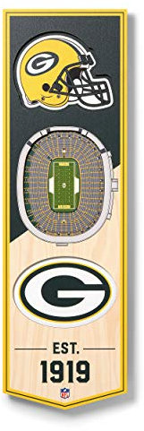 YouTheFan NFL Green Bay Packers 3D-Stadion-Banner, 15,2 x 48,3 cm, Lambeau Field, Team-Farben, Einheitsgröße