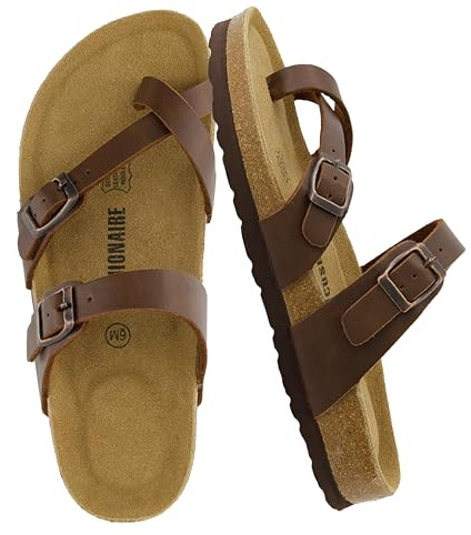 CUSHIONAIRE Luna-sandaler för kvinnor med fotbädd i kork och korslagda