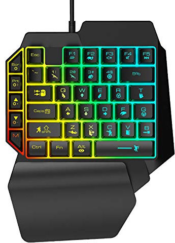 Archuu Handed Mechanical Gaming Keyboard,39 Keys USB Wired Single Hand Mechanical Keyboard RGB Backlight Professional Gaming Keyboard with Wrist Rest Support for PUBG