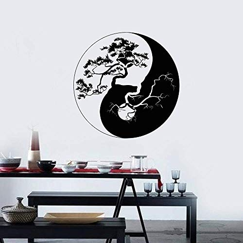 Vinyl Wandtattoo Yin Yang Zen Philosophie Baum Asiatische Wandaufkleber Wandbild Wohnzimmer Schlafzimmer Wohnkultur Aufkleber Tapete 57X57Cm