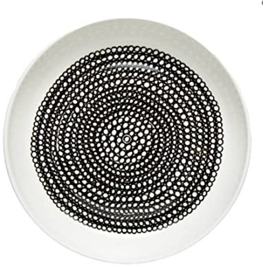 Marimekko - Teller, Speiseteller, Essteller - Räsymatto - Stiengut - weiß/schwarz - Ø 20,5 cm