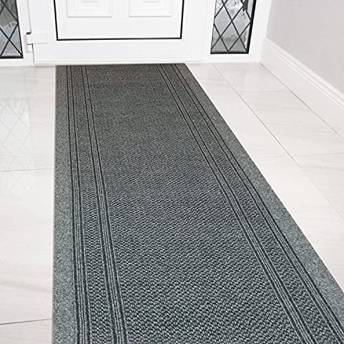 eXtreme Carpet Runner for Hallways, Kitchen, and Living Room | Sturdy, Washable, and Lightweight Custom Length Narrow Rug Runner | Non-Slip Rubber Backed 66cm Wide x 122cm Long Runner – Aztec Grey