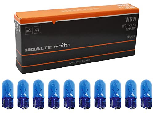 HOALTE - Glühbirne für Autolampen - 10er Pack W5W, W2.1x9.5d, 12V, 5W, Super White, Weiß, für KFZ-Werkstatt, Autos, Vans, Autowerkstätten, Service