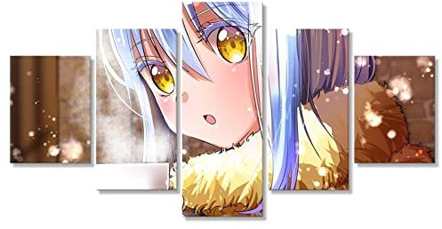 MPPSU Rimuru Tempest Anime Poster Kunstdrucke Modular Wandkunst Modern Wanddekoration Wandbilder Wohnzimmer Leinwandbild 5 Teiliges Poster Set XXL Bilder Kreatives Geschenk Mit Rahmen 100 * 50cm