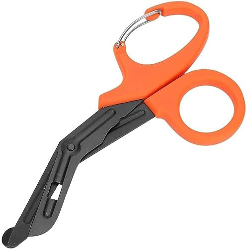 Ciseaux à bandage en titane 19 cm, EMT et traumatisme, courbés avec revêtement noir furtif pour infirmières, étudiants, salle d'urgence (orange)
