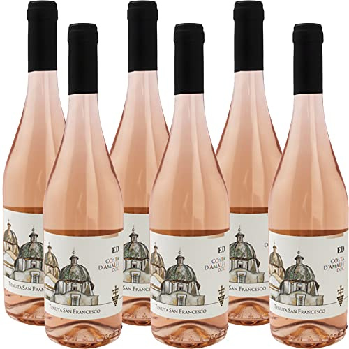 Vino Rosato Tramonti Doc | Costa d'Amalfi | Tenuta San Francesco | Rosè Costiera Amalfitana | 6 Bottiglie 75 cl | Idea Regalo