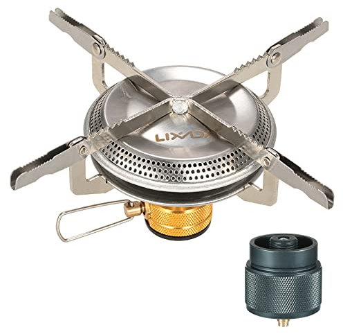 Lixada Réchaud à gaz de camping - Ultra portable - 3500 W - Pliable - Avec adaptateur à gaz - Pour camping, randonnée, barbecue, pique-nique