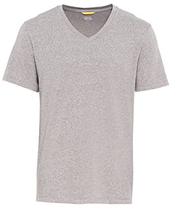 camel active Herren Basic Kurzarm T-Shirt mit V-Ausschnitt aus biologischer Baumwolle in Grau, Grün, Dunkelblau und Dunkelgrau Grau menswear-5XL