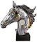 Casablanca Deko Skulptur Figur Steampunk Horse aus Kunstharz - Accessoires Wohnzimmer - Geschenk - Farbe: Silber Kupfer - Höhe 34 cm