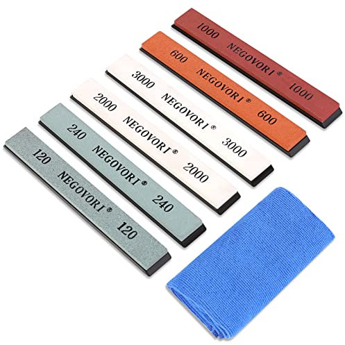 OUHZNUX Schleifstein 6Set Messerschärfsteine für Messerschärfer mit festem Winkel, professionelles Schleifstein-Set Mit Sockel: 120/240/600/1000/2000/3000 Grit