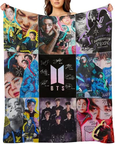 HEYBIG Decke,Kuscheldecken 150x200,Decke Sofa Kuscheldecke,Kinder Geschenk,Flanell Fleecedecke TV-Decken/Sofadecke,wohndecke,Popgruppe Decke (A,135 x 150 cm)