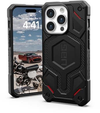 URBAN ARMOR GEAR UAG Case Compatible with iPhone 15 Pro Case 6.1 Monarch Pro Kevlar Black Built-in Magnet Compatible with MagSafe Charging Premium Rugged Military Grade Dropproof Protective Cover