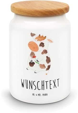 Mr. & Mrs. Panda Personalisierte Vorratsdose Kuh - Geschenke, Landwirtin, Dose personalisiert, Aufbewahrungsdose, Personalisierbare Keksdose, Bonbondose, Hof, Bauernhof, Kühe, Milchkuh, Spruch