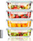 LNWSN Büro Lunchbox Glas Set Erwachsene – 4x1040ML Großvolumen 1040ml Einzeln mit Blauem Deckel | Glasbehälter Mit Deckelmikrowellengeschirr (BPA-Frei)