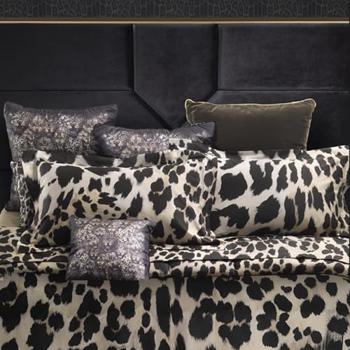 Roberto Cavalli Completo lenzuola Sauvage Jaguar Raso di Cotone Nero 250x290