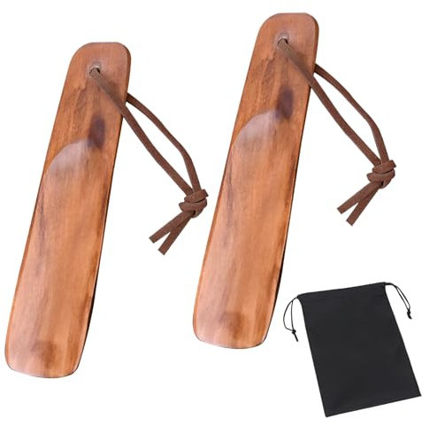 Chausse Pied en Bois 15.5cm 2 Pièces Petit Chausse Pied Bois avec Corde Suspendue Mini Chausse-Pieds Portable Confortable et Pratique, Chausse-pieds Bois pour Hommes Femmes Enfants