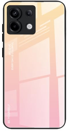 DEDUX Hülle für Xiaomi Redmi Note 13 Pro 5G Handyhülle, Hülle Farbverlauf Glas und TPU Schutzhülle Case Cover für Xiaomi Redmi Note 13 Pro 5G (Gold/Rosa)