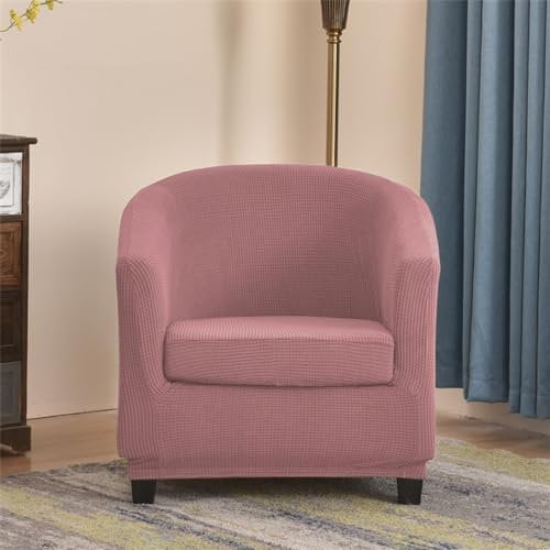 Highdi Copripoltrona 1 Posto Elasticizzato Chesterfield in Jacquard a Quadri Tinta Unita 2 Pezzi Fodere Poltrona da Cocktail Antiscivolo per Bar Soggiorno Camera da Letto Club (Rosa)