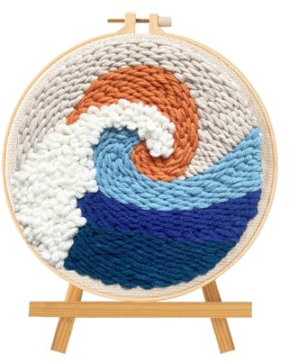 DingGreat Punch Needle Embroidery Kit for Beginners and Adults, Rug Hooking, DIY Handcraft Set with Patterns, Threader, Hoops, Winter Forest Design