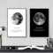 2 Premium Schwarz Weiß Mond Poster Set, Vintage Kunstdruck Bilder Modern Wandbilder, Wanddeko für Schlafzimmer und Wohnzimmer,OHNE Rahmen (30x40cm)