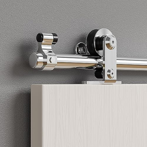 ETIASQSA 167CM/5.5FT Rail Sliding Barn Door Hardware Kit Stainless Steel Track Roller Accessory for Single Door(T)