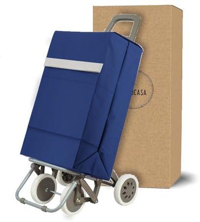Mimocasa Carro Carrito de Compra Plegable Ligero 100x41x33cm,Garantía 3 años, Resistente, Plegable, con 4 Ruedas Resistentes, para la Compra de Alimentos, Capacidad de Carga 40 litros (Marino)