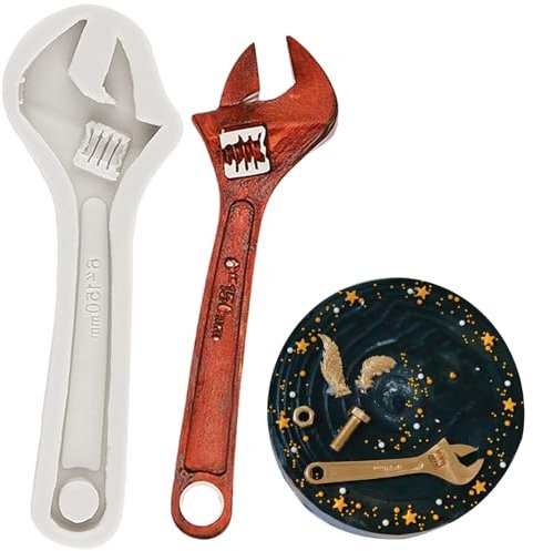 MINFEIDMS Hand Tools Silicone Moulds Wrench Fondant Moulds Spanner Chocolate Mould for Cake Decorating Cupcake Topper Candy Gum Paste Polymer Clay