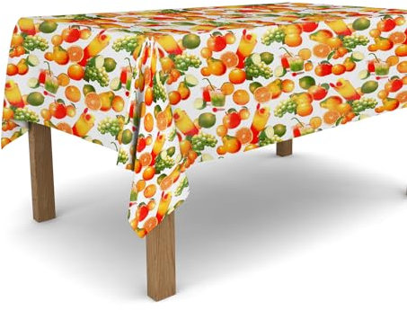 Banzaii Tovaglia in PVC Cerata Antimacchia Resistente a Sole e Intemperie Facile Da Tagliare Nella Misura Che Vuoi - Frutti Colorati 140x100 cm