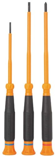 Klein Tools 85613INS Mini Precision Screwdriver Set, 1000V Rated Insulated Screwdrivers, #1 Phillips, 3/32, 1/8-Inch Slotted Tips, 3-Piece