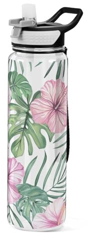 Mnsruu Gourde de sport transparente en Tritan sans BPA avec paille pour adultes, école, gym, voyage 1 l