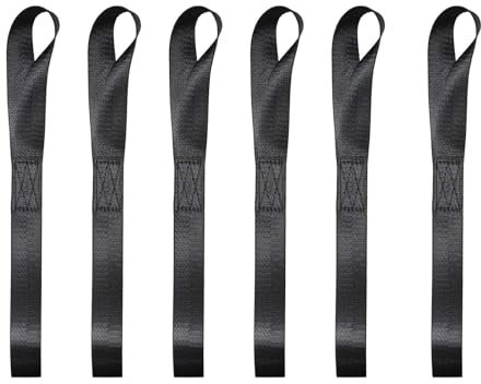 GIONAR 6 Stück Zurrschlaufen,500kg Belastbarkeit, 200mm lang, 25mm breit, Zurrschlaufe, Gurtschlaufen,Spanngurt, für Motorradtransport,Fahrräder,Strandmotorräder, Schwarz