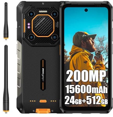 Ulefone Armor 26 Ultra WT 5G Outdoor Handy ohne Vertrag 2024, Android 13 MTK 8020 24GB+512GB Outdoor Smartphone 5G, 200MP+64MP Nachtsichtkamera, 6.78 FHD+, 15600mAh 120W, 4G LTE Handy, NFC,GPS,OTG