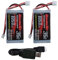 RoaringTop Batterie Lipo 2S 1050mAh 7.4V 35C Lipo Batterie avec PH 2.0 Plug pour Série de Voiture de Télécommande SCX24 et Voiture de Télécommande à l'échelle 1/18, 1/24 avec 1 Chargeur USB