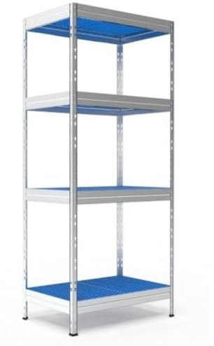 Steinbock Lebensmittelregal - HxBxT 180 x 75 x 50 cm - 600 kg Tragkraft - Steckregal mit 4 Böden - 150 kg Fachlast - Made in EU - pflegeleicht - Internationale Standardgröße - Gastroregal