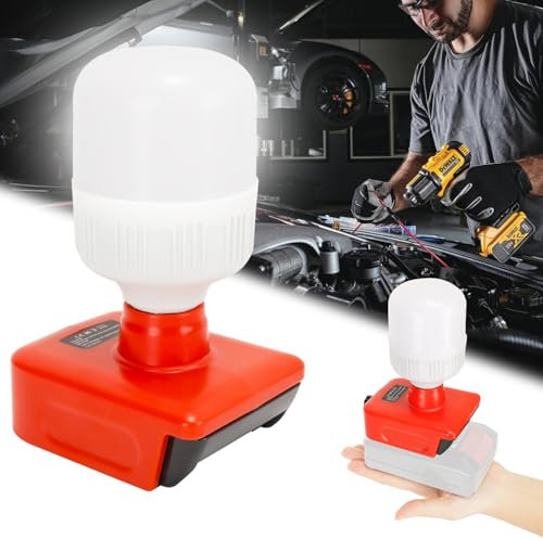 Akku Lampe für Einhell 18V Akku, 12W LED Baustrahler mit E27 Bulbs 350-1300lm Einstellbare Helligkeit, Baustellenlampe, Arbeitsleuchte, Taschenlampe für Einhell Power X-Change Akkus (Keine Batterie)
