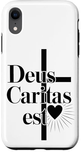 Coque pour iPhone XR Deus Caritas Est Croix religieuse citation chrétienne foi