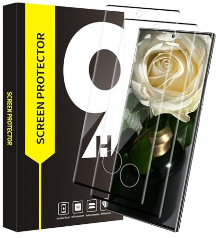 Bodyguard Verre Trempé pour Samsung Galaxy S23 Ultra 5G, 9H Dureté, bords incurvés en 3D vitre protection, Sans bulles, Haute Sensibilité, Grande clarté Galaxy S23 Ultra protection écran-2 pièces