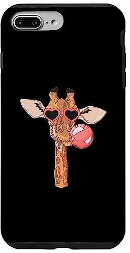 Hülle für iPhone 7 Plus/8 Plus Niedliche Giraffe mit Brille und rosa Kaugummi, Afrika