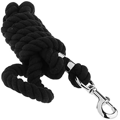 harayaa Baumwoll Führstrick mit Karabiner, 8 Farben Verfügbar, Schwarz