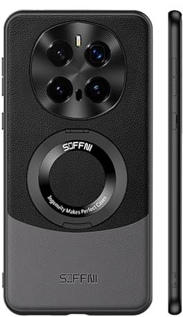 COQUE pour Honor Magic 7 Pro, TPU Ultra Mince Couleur Contrastée Cuir Anti-Chute, Anneau Pliable Magnétique Support Étui de Téléphone pour Honor Magic 7 Pro-Noir