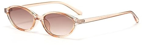 Long Keeper Ovale Sonnenbrille für Damen Mode Kleine Katzenaugen Sonnenbrille Schmal Rahmen Oval Brille UV400 Schutz (Klar Braun Champagner)