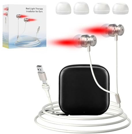 Aolawco Tinnitus Infrarot OhrstöPsel, Stillesse Theralight Pods Gerät, Rotlichtgerät Ohrstöpse, Tinnitus Infrarot Ohrstöpsel Gerät, Tinnitus Noiser, Rotlicht Tinniplug Kopfhörer